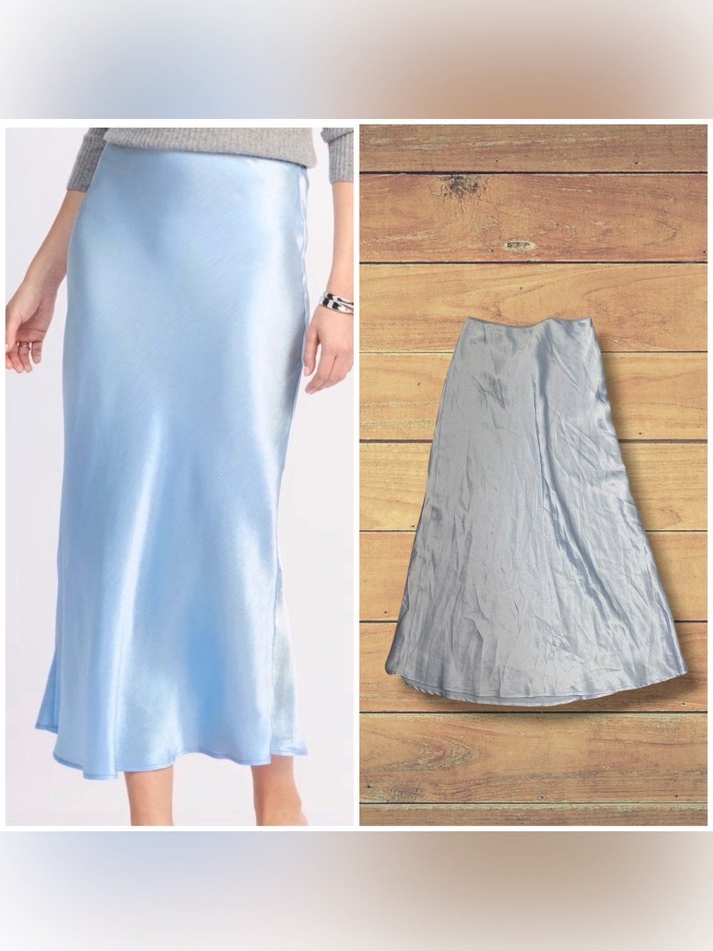 NEW Dizzy x Stitch Fix Light Blue Satin Textured Maxi Skirt, Large